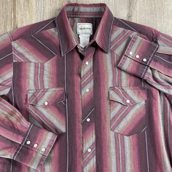 Pearl Other - Frontier Pearl Snap Western Shirt Men's *XL* Button Up Shirt Horizontal Stripes